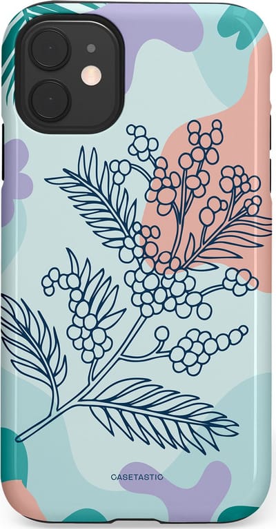Casetastic Hoesje Geschikt voor Apple iPhone 11 - Stijlvolle Beschermende Duo-layer Case - Aquarel Bladeren