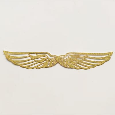 50 pièces Toppers Chocolat Ailes Pailletées Dorées avec Emballage Motifs Ailes Vif d'Or pour Décorations de Fête de Sorcier Parfait pour Décorations de Gâteau style A beige