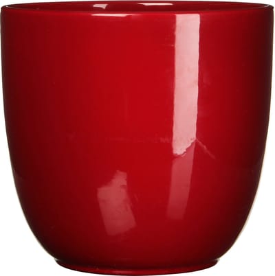Mica Decorations Plantenpot - rood - glans - keramiek - DD35 x HH31,5 cm - bloempot
