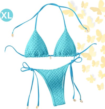 Livano Bikini Dames - Meisjes Bikini - Badpak - Push Up - Vrouwen Badkleding - Zwemmen - Sexy Set - Top & Broekje - Blauw - Maat XL