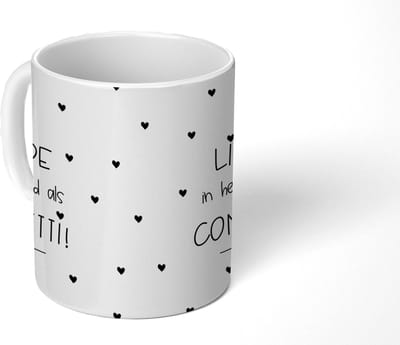 Mok - Koffiemok - Liefde - Gooi de liefde in het rond als confetti! - Quotes - Spreuken - Mokken - 350 ML - Beker - Koffiemokken - Theemok - Mok met tekst