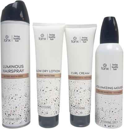 4 x Stylingsproduct Tanx By Paris Professional Luminous Hairspray/ Volumizing Mousse/ Curl Cream / Blow Dry Lotion SUPERSALE !!!