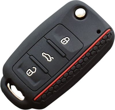 VCTparts® Volkswagen Sleutel Hoes Siliconen Cover zwart Rood [Polo - Golf - Passat]