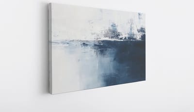 Saammp Canvas Schilderij - Blauw - minimalistisch - Wit - Abstracte wanddecoratie- 40x30 - Foto op canvas - Wanddecoratie - Muurdecoratie Woonkamer - Kantoor Decoratie