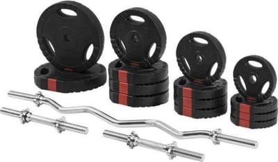 Gorilla Sports EZ curl Halterset 70 kg - Gripper Kunststof - Stang met gewichten