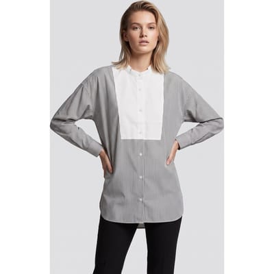 ARKET Haga Contrast Bib Shirt White Size: 36 | Button-Down Shirts Outlet | Dames | Grijs