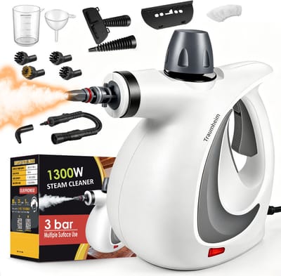 12 in 1 Stoomreiniger - Steam Lock Functie - 3 Bar- Handstoomreiniger - Handstomer - Vlekkenreiniger - Tapijtreiniger -1300Watt - 280 MLInclusief Microvezeldoek