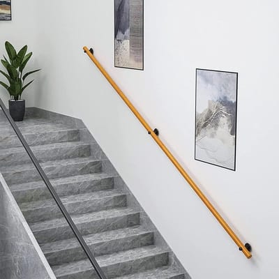 Wandmontage Leuning - Trapleuning Hout - Veilig Lopen - Massief Hout Gepolijst - 270 cm - Houtkleur