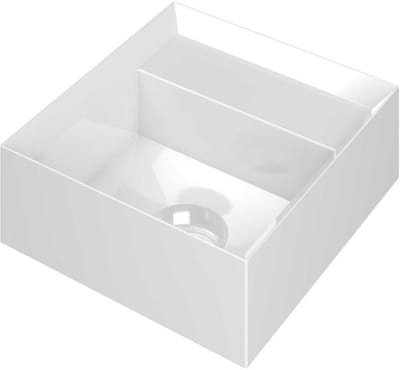 INK - Fontein Polystone Vierkant Zonder Kraangat inclusief Plug - 270x270x90 mm - Glans Wit
