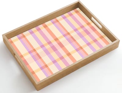 Dienblad hout 50x35 cm - Schootdienblad - Pastel - uitpatroon - Geometrisch - Borrelplank rechthoek - Plateau dienbladen