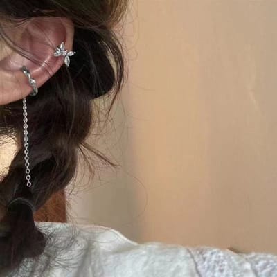 Schattige Esthetische Kristallen Oor Cuff Vlinder Clip-On Oorbellen Y2k Koreaanse Mode Nep Piercing Oorbel Fee Grunge Accessoires