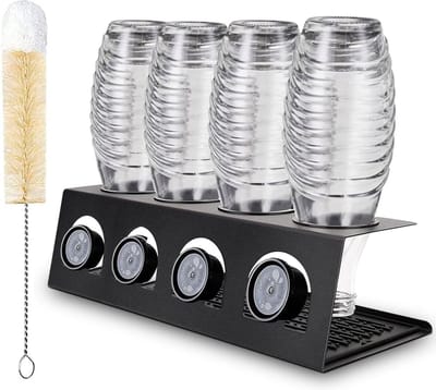 Flessenhouder voor SodaStream - Roestvrij staal - 4-delige set - met afdruiprek