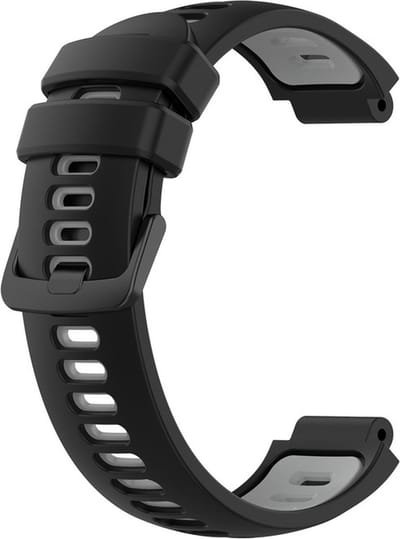 Siliconen bandje - geschikt voor Garmin Forerunner 220 / 230 / 235 / 620 / 630 / 735XT / Approach S20 / S5 / S6 - zwart-grijs
