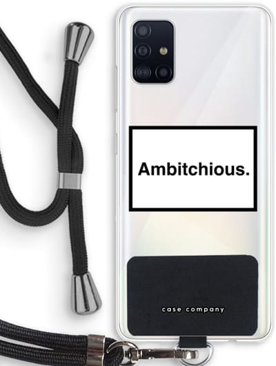Hoesje met koord geschikt voor Samsung Galaxy A51 4G hoesje met Koord - Ambitchious - Telefoonhoesje met Zwart Koord - Bescherming aan alle Kanten en Over de Schermrand