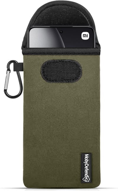MobyDefend Hoesje - Geschikt voor Xiaomi 14T - Neopreen Pouch Met Karabijnhaak - Insteek - Riemlus - Groen