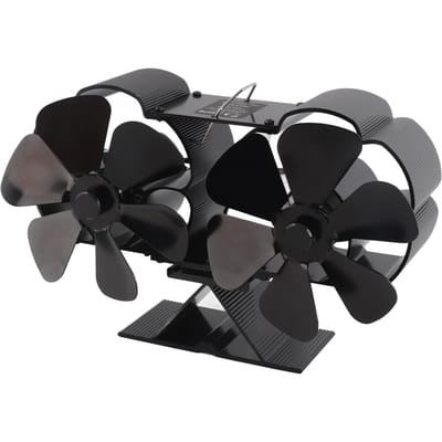 Openhaardventilator Stille Werking 180 220CFM 1400rpm Aluminiumlegering 6 Blads Warmte-aangedreven Houtkachelventilator No Thermometer black