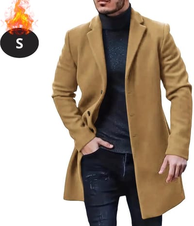 Livano Winterjas - Trenchcoat - Heren - Winter - Herfstjas - Volwassen - Stijlvol - Knopen - Aarde Geel - S