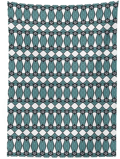 ABAKUHAUS Azteekse Tafelkleed – Retro Tafelkleed – Turquoise, Wit & Zwart 140×200 cm