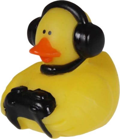 Rubber badeendje gamer - zwart - badkamer fun artikelen - size 5 cm - kunststof - speelgoed eendjes