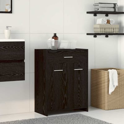 vidaXL - Badkamerkast - Zwart - Eiken - 60 - x - 33 - x - 80 - cm - Bewerkt - hout