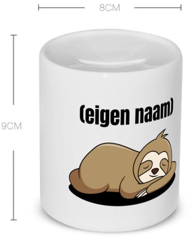 Akyol - luiaard met eigen naam Spaarpot - Luiaard - luiaard liefhebbers - iemand die houdt van luiaards - verjaardag - cadeau - kado - 350 ML inhoud