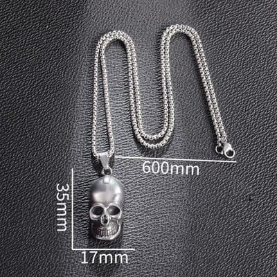 Collier Personnalisé Crâne Européen et Américain Punk Hip Hop Collier en Acier Inoxydable Style Métal Rétro Bijoux Homme gray