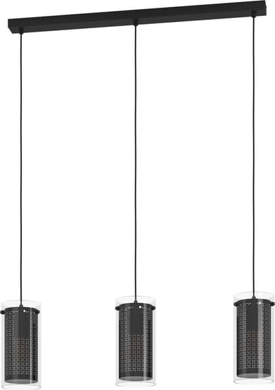EGLO PINTO TEXTIL 1 long Tafel pendant 3L E27, black/clear/cut-out