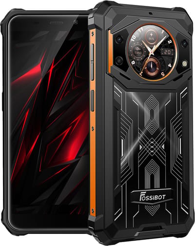 FOSSiBOT F101 Pro Robuuste Smartphone - Dual SIM - 8 GB RAM - 128 GB ROM - 10600mAh - 5,45 inch HD+ IPS Scherm - IP68 Waterdicht Telefoon - GPS,NFC,OTG -zwart, oranje