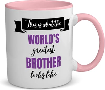 Akyol - greatest brother looks like koffiemok - theemok - roze - Broer - beste broer - verjaardagscadeau - verjaardag - cadeau voor broer - cadeau - kado - geschenk - gift - broer artikelen - 350 ML inhoud