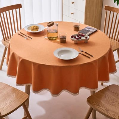 Nappe ronde de couleur unie, minimaliste et moderne, épaisse, multicolore, suspendue à l'oreille, Options, couverture de Table antidérapante contre la poussière 120cm round 1pcs