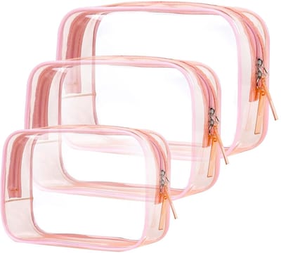 Dailygoods- Toilettas Transparant - 3 Stuks - Waterdichte PVC - TSA-Goedgekeurde Make-uptassen - Multifunctioneel - Scheurvast - Milieuvriendelijk - Cosmeticatas
