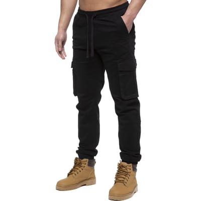 Enzo | Heren Cargo Jogger Jeans - Zwart