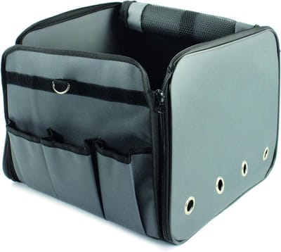 Autostoel voor dieren - Reisstoel draagtas - Veilig vervoer - Verstelbare riemen - 36 x 36 x 24 cm - Zwart