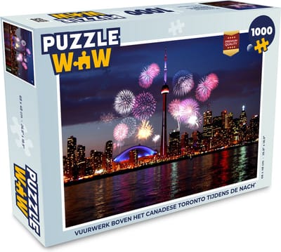 Puzzel Vuurwerk boven het Canadese Toronto tijdens de nacht - Legpuzzel - Puzzel 1000 stukjes volwassenen