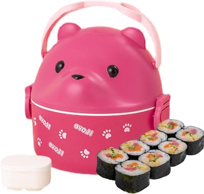 Kinder Lunchbox - Beren Lunchtas - Eten Meenemen - Geïsoleerd Ontwerp - 15.6 x 15.1 x 15.6 cm - Roze
