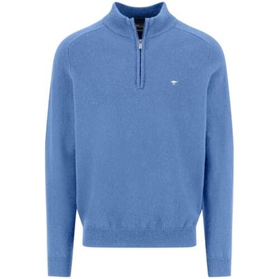 Fynch-Hatton Trui Troyer Zip Lambswool Crystal Blue / male