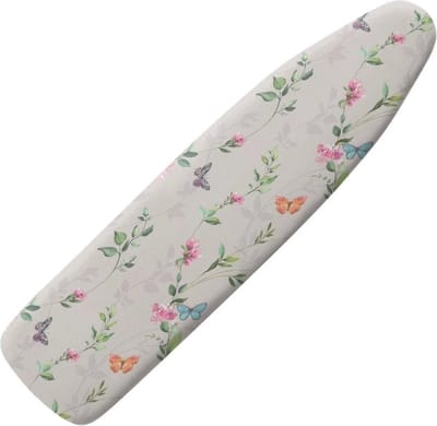 Elastische Strijkplankhoes Grijs met Vlinders - Superzacht en Schroeibestendig, Maat S voor Strijkplanken van 110-115 x 30-36 cm