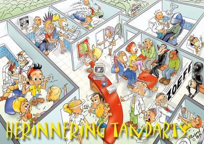 Oproepkaart - HERINNERING TANDARTS - Cartoon 'Tandartsenpraktijk' - 50 stuks