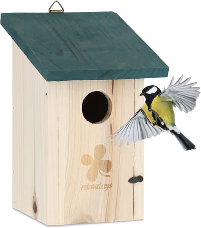 Nestkastje koolmees - invliegopening 35 mm - hout - hangend - tuin
