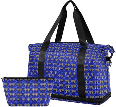Reistas Set - Weekendtas Tote - Vakantie Reizen - Waterdicht Polyester - 2 Delig - Blauwe Sterren