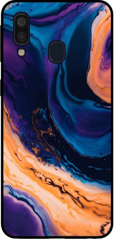 Smartphonica Telefoonhoesje voor Samsung Galaxy A40 marmer look - backcover marmer hoesje - Blauw geschikt voor Samsung Galaxy A40
