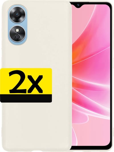 Hoesje - 2 Stuks - Geschikt voor OPPO A17 - Sterk & Shockproof - Case Siliconen - Back Cover - Telefoon Hoes - Telefoonhoesjes - Wit