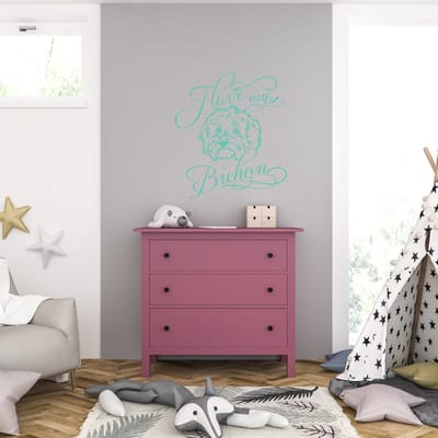 Muursticker - I Love My Bichon - 58 x 64 - Mint