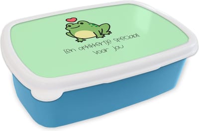 Broodtrommel Blauw - Lunchbox - Brooddoos - Beterschap - Quote - Kikker - Opkikker - 18x12x6 cm - Kinderen - Jongen