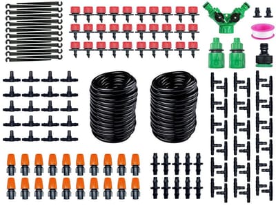 Micro Druppelirrigatiesysteem - 30m Tuin Irrigatieset met Instelbaar Sproeimondstuk - Voor Planten, Tuin en Kas