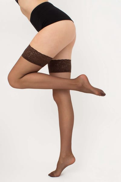 GIULIA Hold Up Kousen - Emotion 20 - Hold Up - Stay Up - Hold Up Stockings - Kanten Boord - Zelf Ophoudend - 20 Den - XL/XXL - Cappuccino