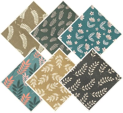 Tolvia Keukendoek - Zweedse Vaatdoekjes - 6 stuks - Herbruikbare Keukendoekjes - Super Absorberend - Donkergroen Bloemenpatroon - Schoonmaakdoek Houtpulp