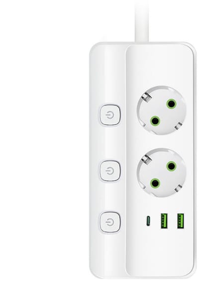 Stekkerdoos met USB-C en USB-A - Europese Stekkerdoos 2 Stopcontacten met Type-C Snellaadpoort - Ruimtebesparende Stekkerblok voor Kantoor en Thuis - Wit
