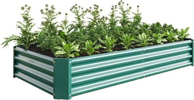 Hoog Tuinbed Metaal Groen 180x91x30 Cm - Groot Verhoogd Plantenbed Verzinkt Staal Voor Moestuin En Bloemen