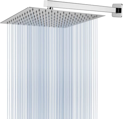 Azomor® Roestvrijstalen vierkante regendouchekop met verlengarm voor luxe douche-ervaring
